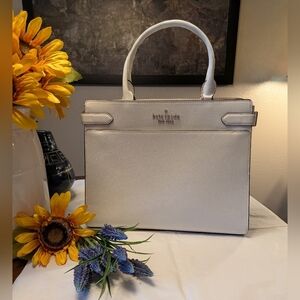 Kate Spade Staci Large Leather Satchel in PARCHMENT (White) - EUC